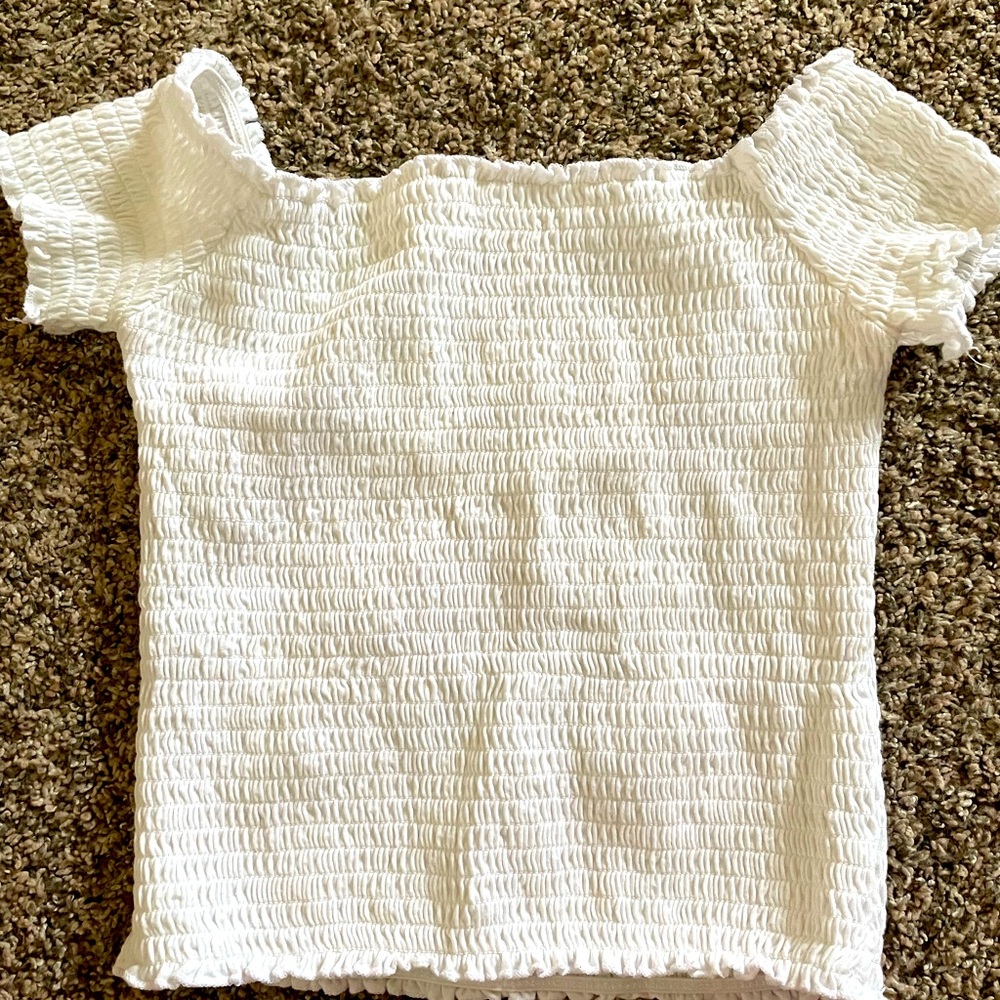 Hollister White Scrunched Top